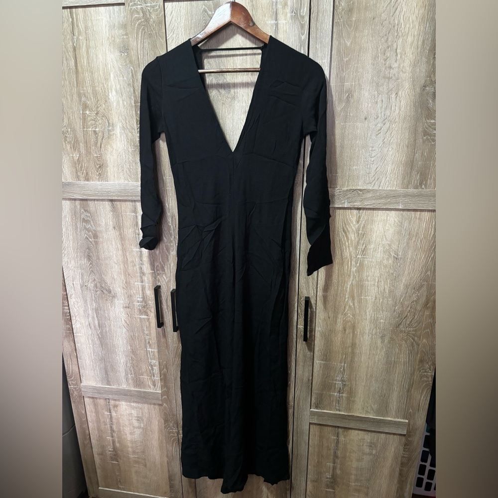Reformation Midi Black Dress XS Crepe Whimsy Formal Holiday Festival Goth LBD - Picture 4 of 8